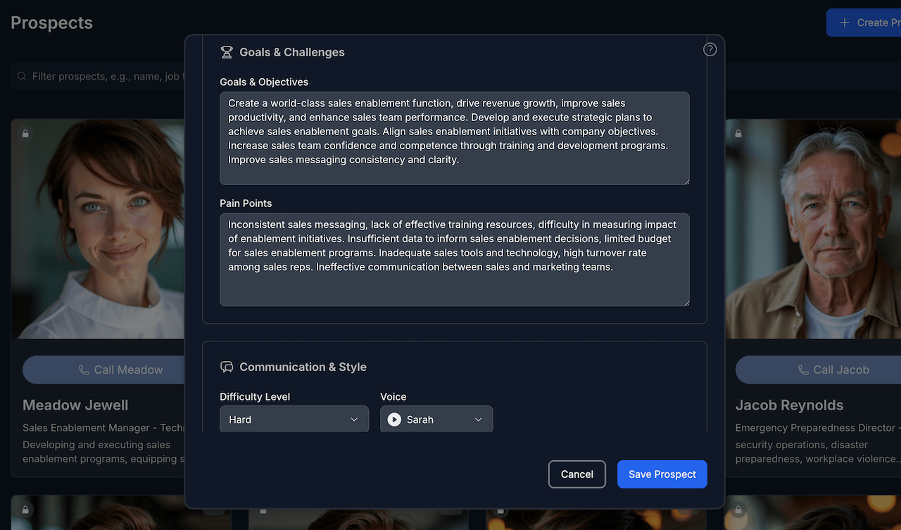 Persona Customization Interface